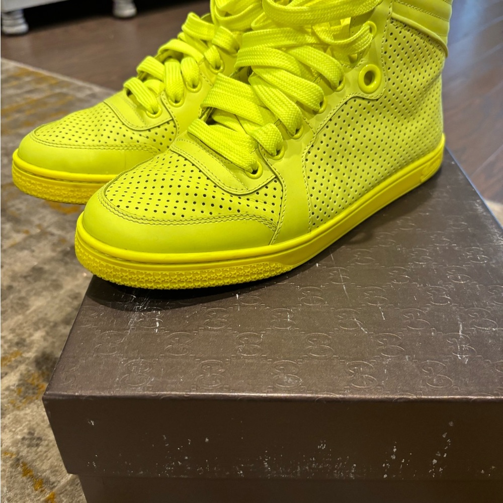 Gucci Neon Yellow High-Top Sneakers
